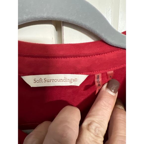 Soft Surroundings size large dark red faux suede button down shirt - Picture 2 of 4